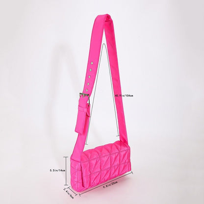 Lattice Pattern Shoulder Bag Cotton Handbag Large Capacity Purse Feather Padded