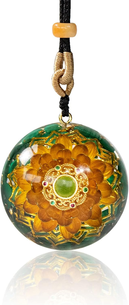 Orgonite Necklace with Malachite and Flower of Life Healing Crystals Meditation