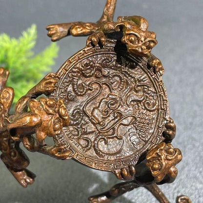 Chinese Vintage Pixiu Dragon Bronze Teapot Lid Rest Candlestick Ornament