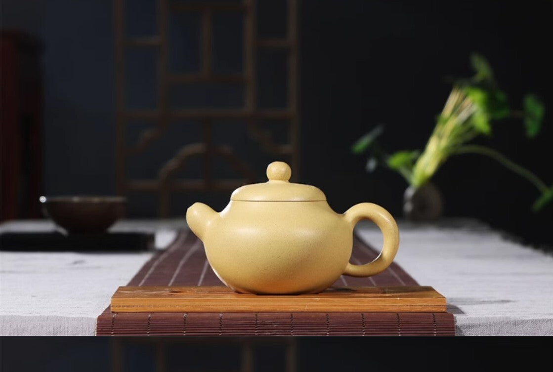220cc chinese Yixing Handmade Zisha Green Clay Teapot Lotus GongFu Hu Tea Pot