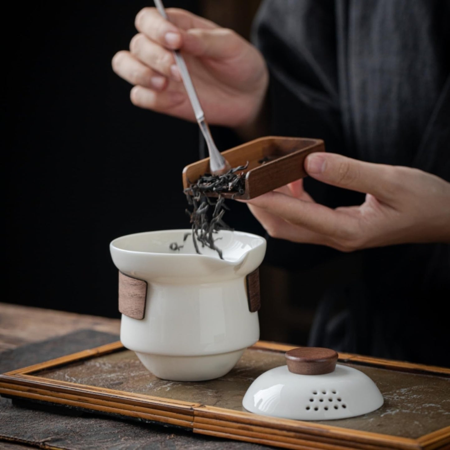 Jade Hand Held Teapot Ceramics 200ml Brew Tea Kungfu Tea Set White Porcelain