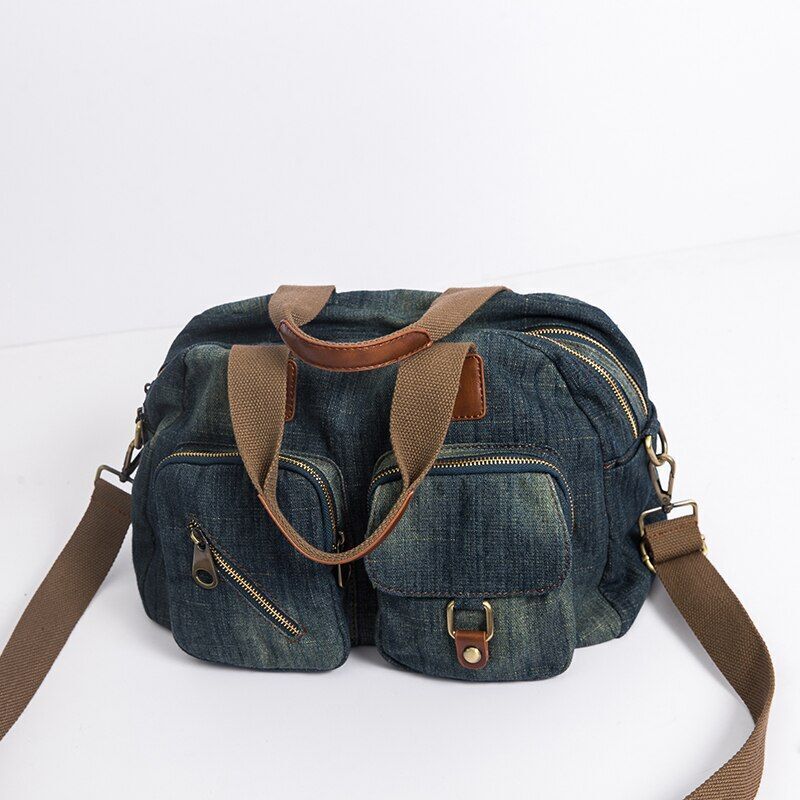Casual Tote Bag Light/ Dark Blue Denim Handbag Jeans Shoulder Purse 27*15*22 CM