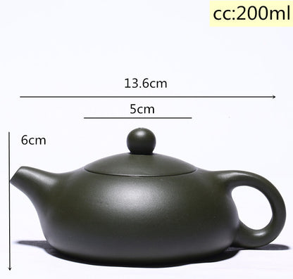200ml Yixing Handmade Xishi Pot Zisha Raw Ore Green Clay Teapot Tea Set