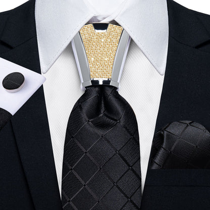 Men Necktie 3Pcs Luxury Striped Ties Cufflinks Pocket Square Wedding Accessories