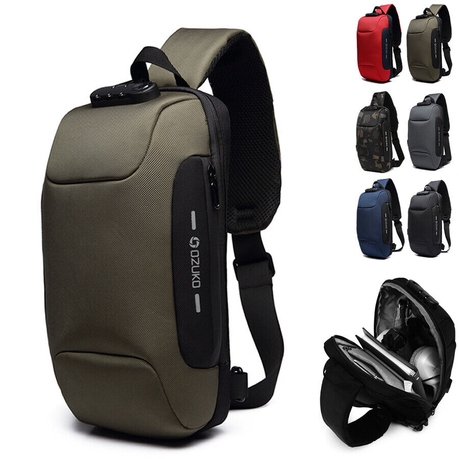 Comb. Lock Charging Port Water Resistant Chest Pack Sling Bag One Strap Backpack