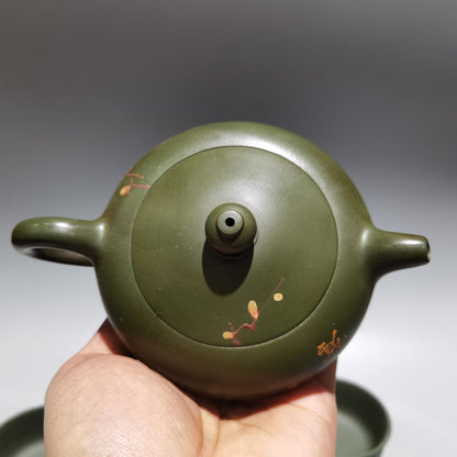 Chinese Yixing Zisha Clay Handmade Exquisite Teapot （泥绘套壶 低款：顾景舟 )