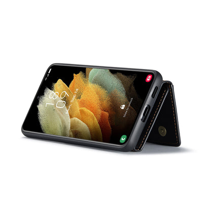 For Samsung Galaxy S21 Ultra FE + 5G Leather Case Cover Holder Tempered Glass