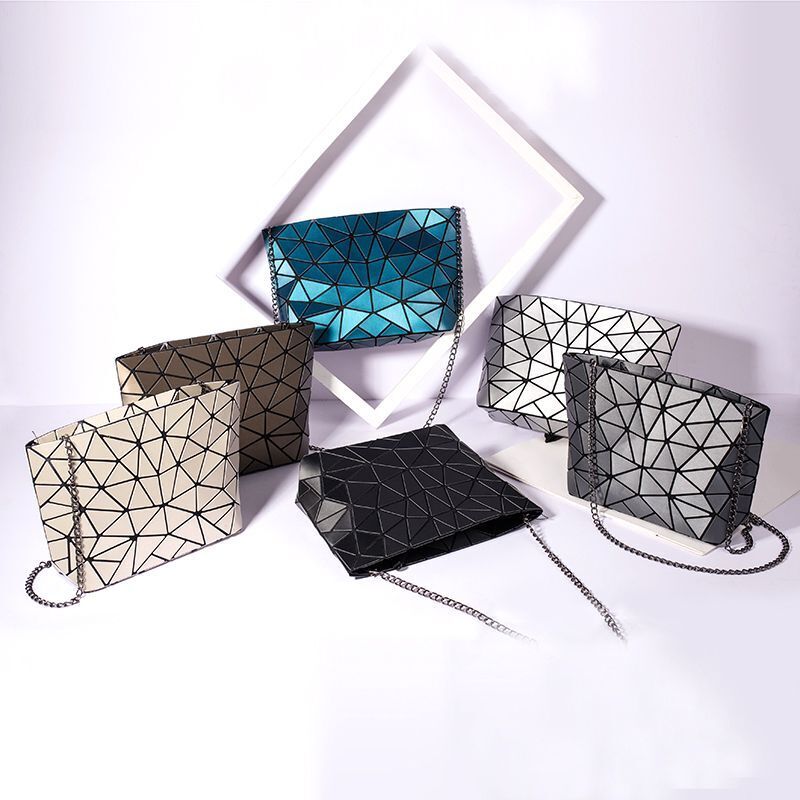 Chain Shoulder Bag Geometric Messenger Plain Folding Crossbody Purse Clutch Bag