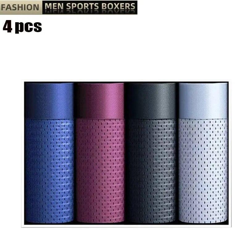 Men Underwear Bamboo Fiber Boxer Solid Panties Shorts Underpants Intimate 4pcs