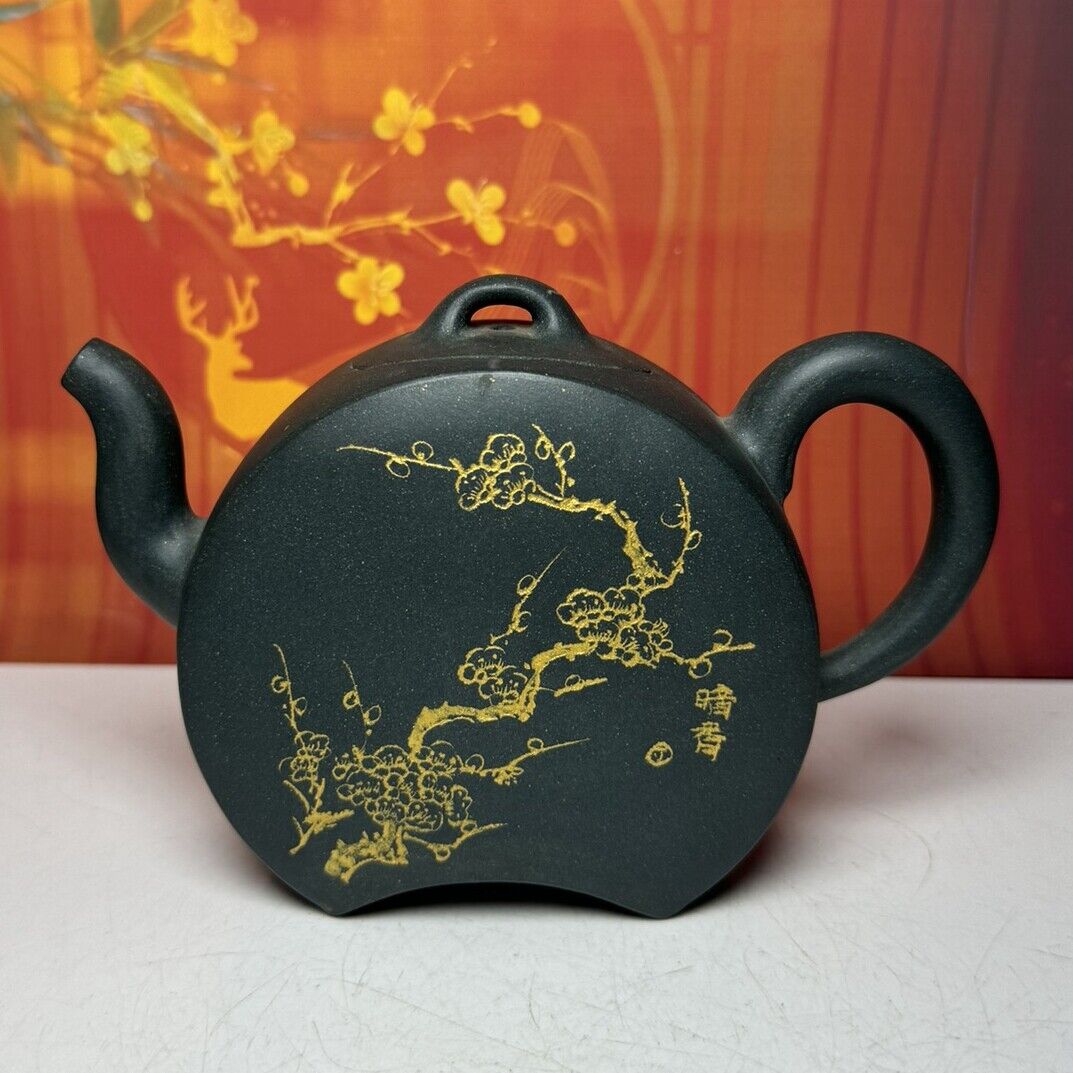 Vintage Chinese Yixing Purple Clay Teapot Zisha Ceramic Plum Blossom Teaware Art