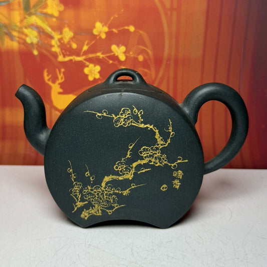 Vintage Chinese Yixing Purple Clay Teapot Zisha Ceramic Plum Blossom Teaware Art