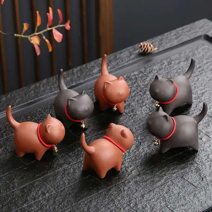 Handmade Purple Clay Cat Tea Pet Ceramic Tea Pet Cute Little Ornament