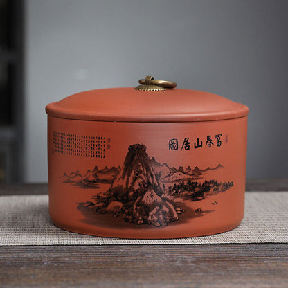 Sealed Tea Canister For Loose Tea Print Small Tea Caddy With Lid Zisha Clay New