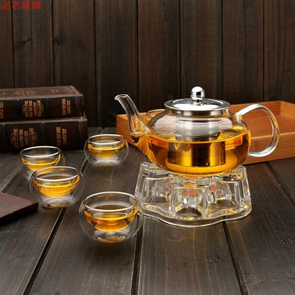 600ml Heat Resistant Glass Teapot Flower Tea Set Kettle Coffee Tea Pot Drinkware