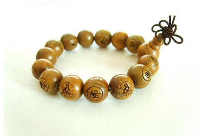 1.5cm New Buddhist Monk Green Sandalwood Shaolin Temple Prayer Beads Bracelet