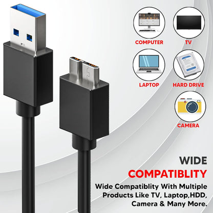Micro USB 3.0 Cable High Speed Data SYNC For HDD External Hard Drive LOT