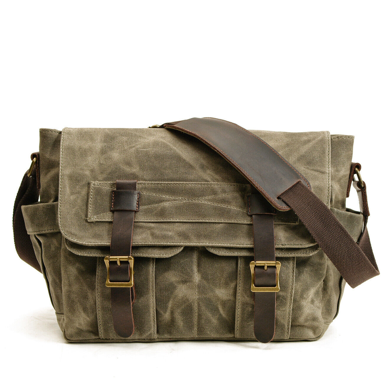 Canvas Shoulder Bag Cowhide Large Capacity Messenger Bag Motorcycle Side Bag