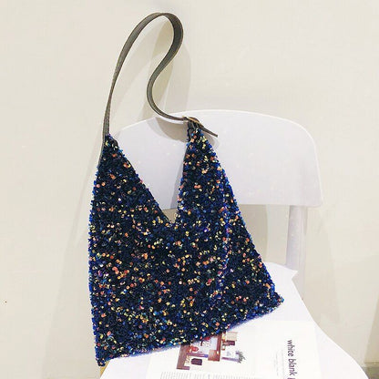 Fashion Sequins Bag Shoulder Purse Luxury Handbags 36*38*2 CM Belt Length 6 CM