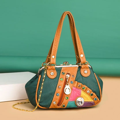 Vintage Shoulder Bag Retro Patchwork Synthetic Leather Messenger Purse Bags 1 PC