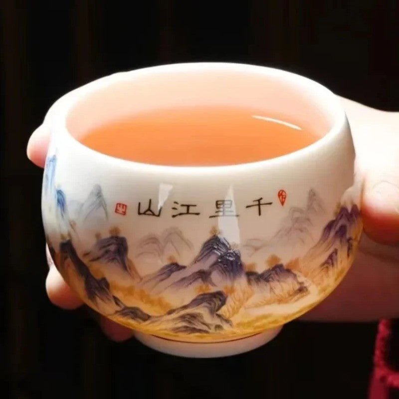 180Ml Exquisite Lamb Fat Jade White Porcelain Teacup Handmade Master Cup -