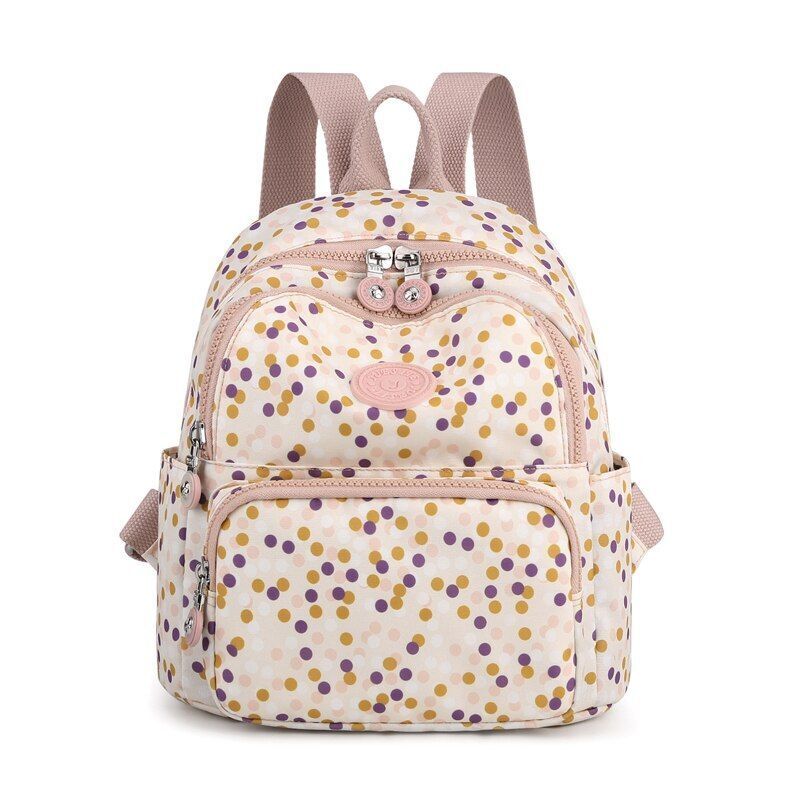 Small Backpacks Waterproof Flower Printing Shoulder School Bags Nylon Rucksack