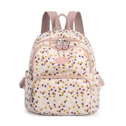 Small Backpacks Waterproof Flower Printing Shoulder School Bags Nylon Rucksack