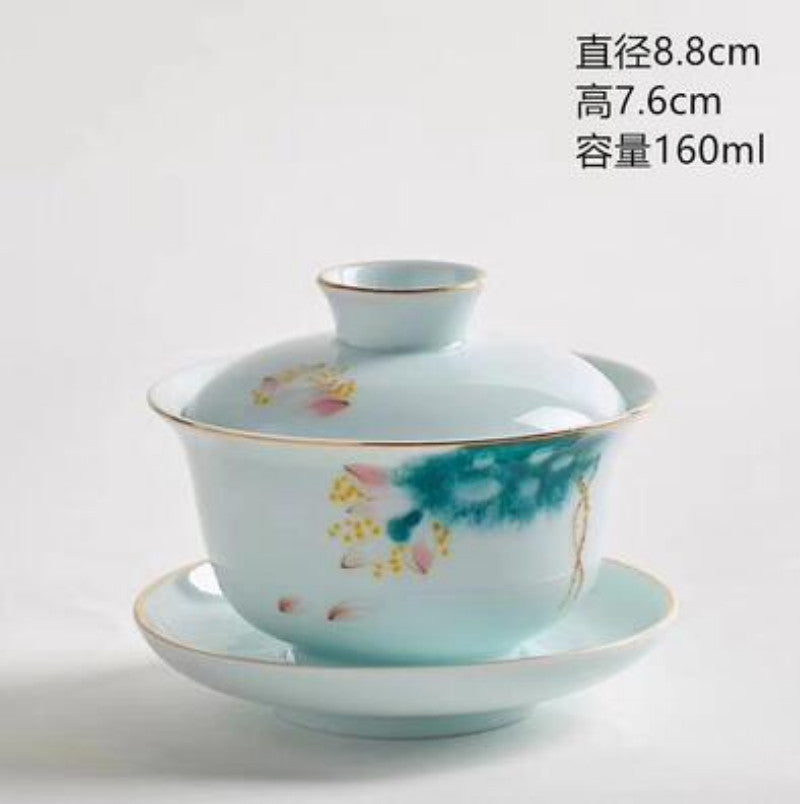 Gaiwan Jingdezhen Blue and White Porcelain Tea Bowl Celadon White Cup