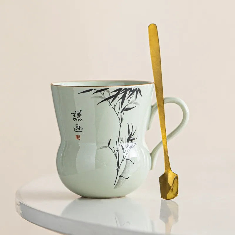 210ml Ceramic Plant Ash Water Cup Gourd Teacup Tea Mug Drinking Cup Coffee Cup
