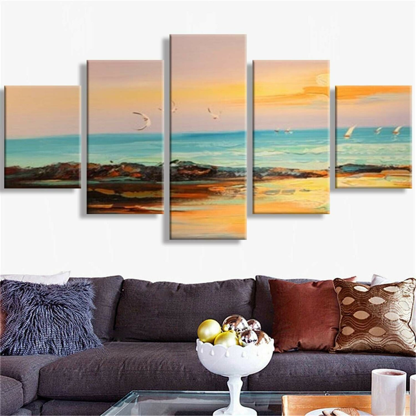 Seascape 5 Pieces Poster and Print Wall Art for Living Room Home Decor Unframed