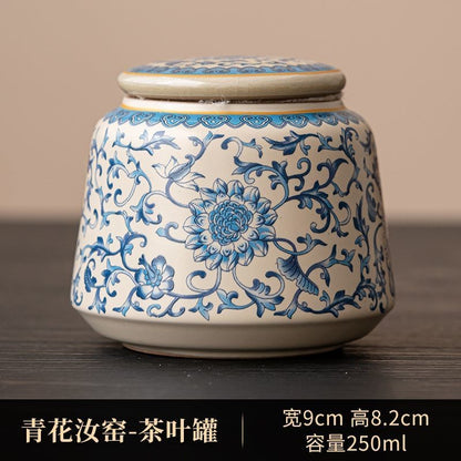 Ru Kiln Ceramic Tea Jar Sealed Jar for Household Small Tea Storage Storage Jar