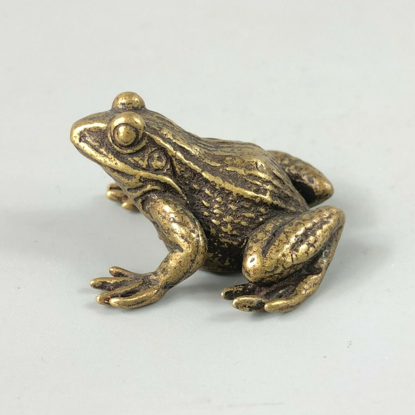 Chinese Old Antique Brass Handwork Frog Prince Rare Statue