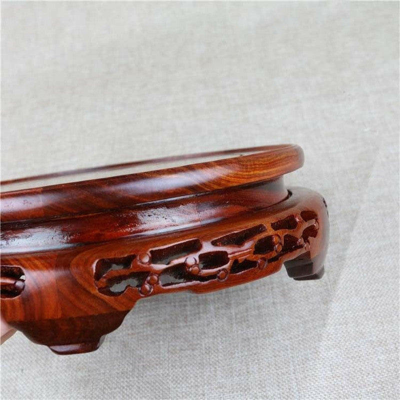 8.5" Rosewood Pedestal Solid Wood Round Base Display Stand for Vase Statue Gift