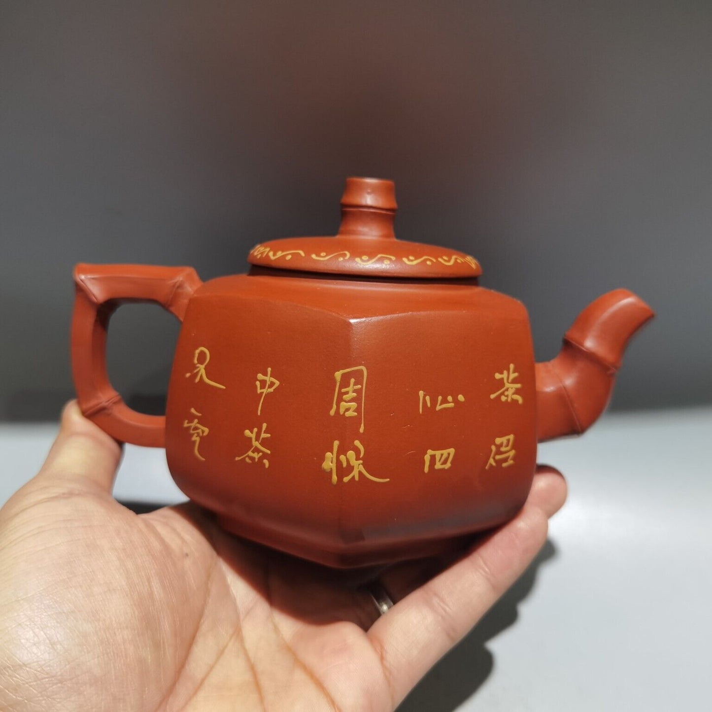 Vintage Chinese Yixing Purple Clay Teapot Zisha Ceremony Painted Nice Teaware