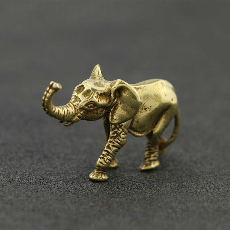 5cm Chinese Antique Copper Elephant Statue Tea Pet Ornaments Desktop Decorate