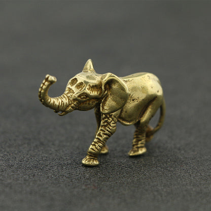 5cm Chinese Antique Copper Elephant Statue Tea Pet Ornaments Desktop Decorate