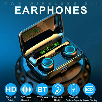 True Wireless Earbuds Bluetooth 5.1 Waterproof Headphones With Charging Case