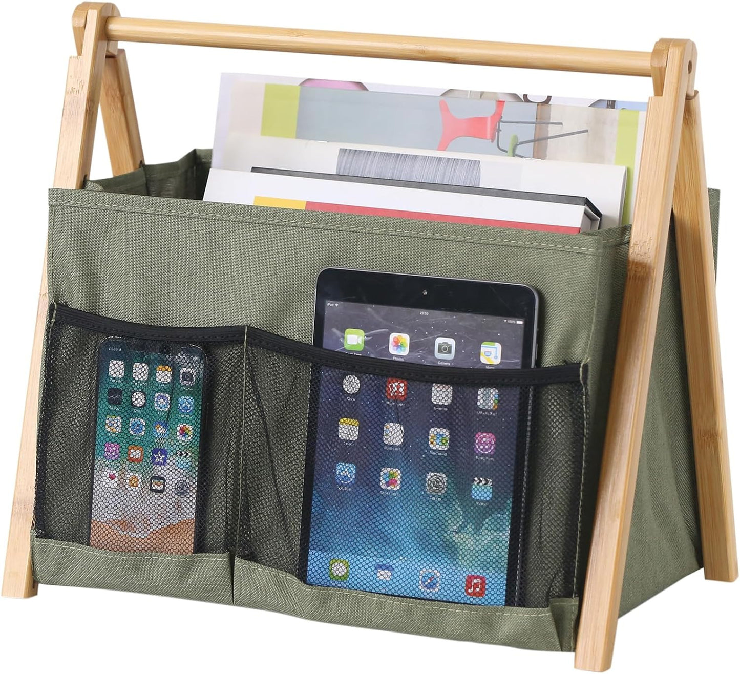 Magazine Holder Foldable Rack Basket with Pocket Book Bin Caddy Organizer Gift