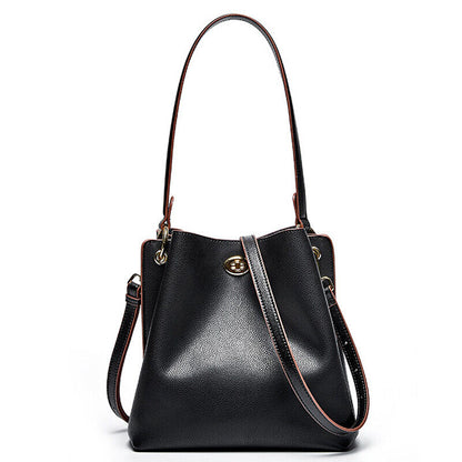 100% Genuine Leather Women's Elegant Handbags Bucket Bag Sling Shoulder Bag