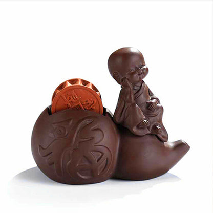 Small Tea Pet Wealthy Mascot Good Luck Yixing Zisha Purple Clay Table Ornament