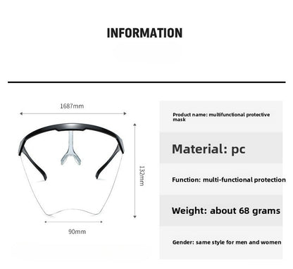Transparent screen goggles for impact, splash, and dust prevention