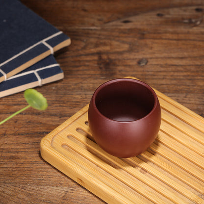 China Yixing Zisha Pottery Purple Zhu Clay Handmade 80cc Mesh Cup