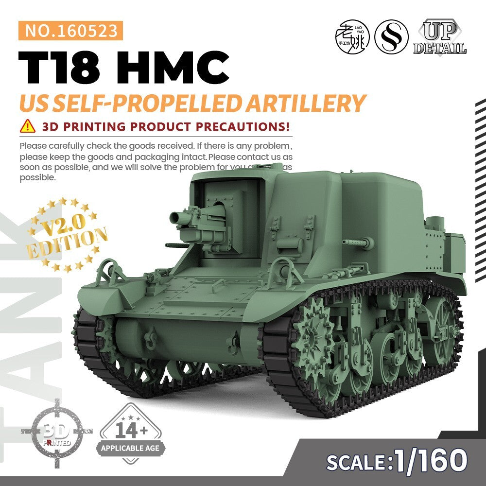 1/160 N SCALE Railway Military Model Kit US T18 HMC Self-propelled Artillery