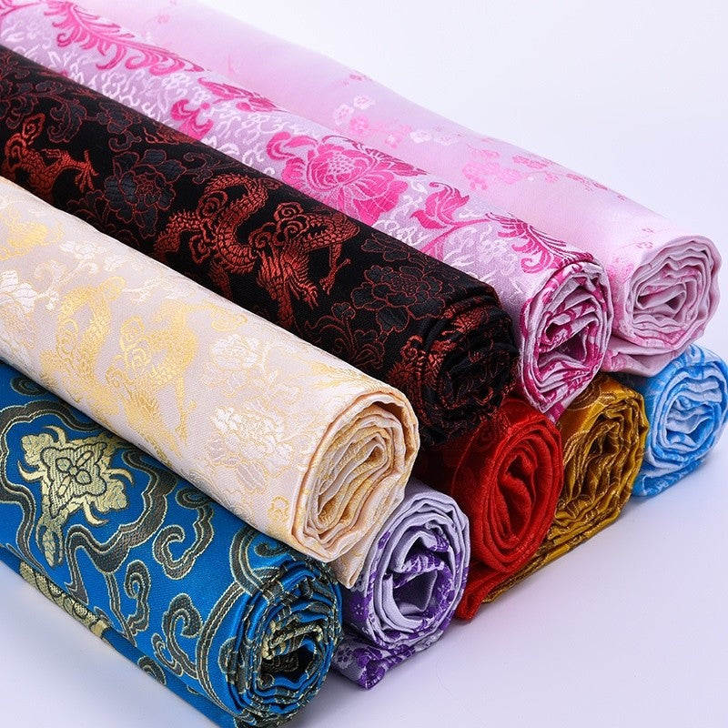 Chinese Silk Satin Floral Fabric Tang Suit Costume Cheongsam Dress By Metre Red