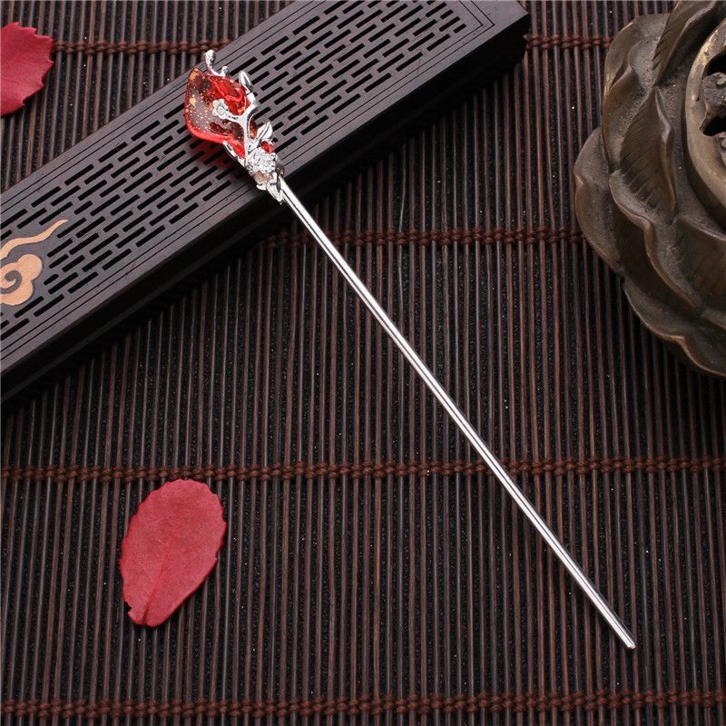 Women Hair Stick Metal Glaze Chopstick Hairwear Retro Chinese Hanfu Accessories