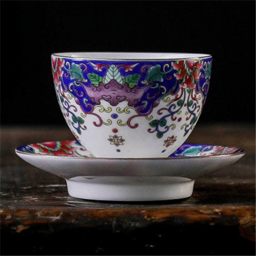Boutique Tea Cup With Coaster Chinese Jingdezhen Town Porcelain Cup Saucer New