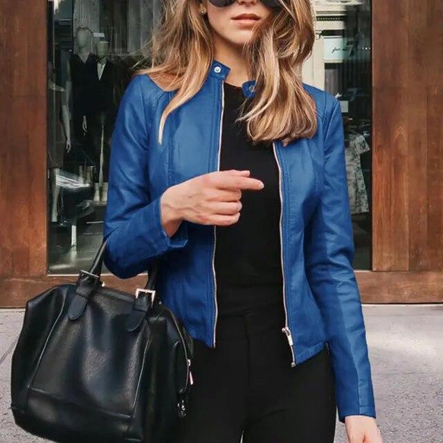 Leather Faux Women's Jacket Women Thin New Moto Biker Zipper Black NEW *20% OFF*