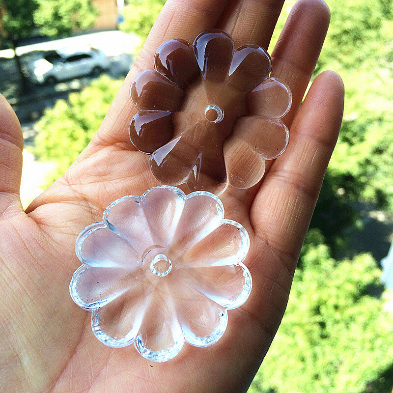 100pcs 16mm Crystal Flower Bead Pendant Prisms Chandelier Lamp Parts 1 Hole DIY