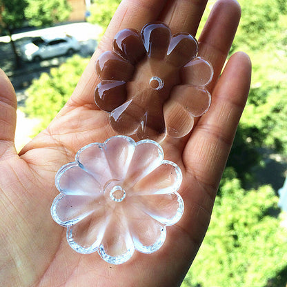 100pcs 16mm Crystal Flower Bead Pendant Prisms Chandelier Lamp Parts 1 Hole DIY