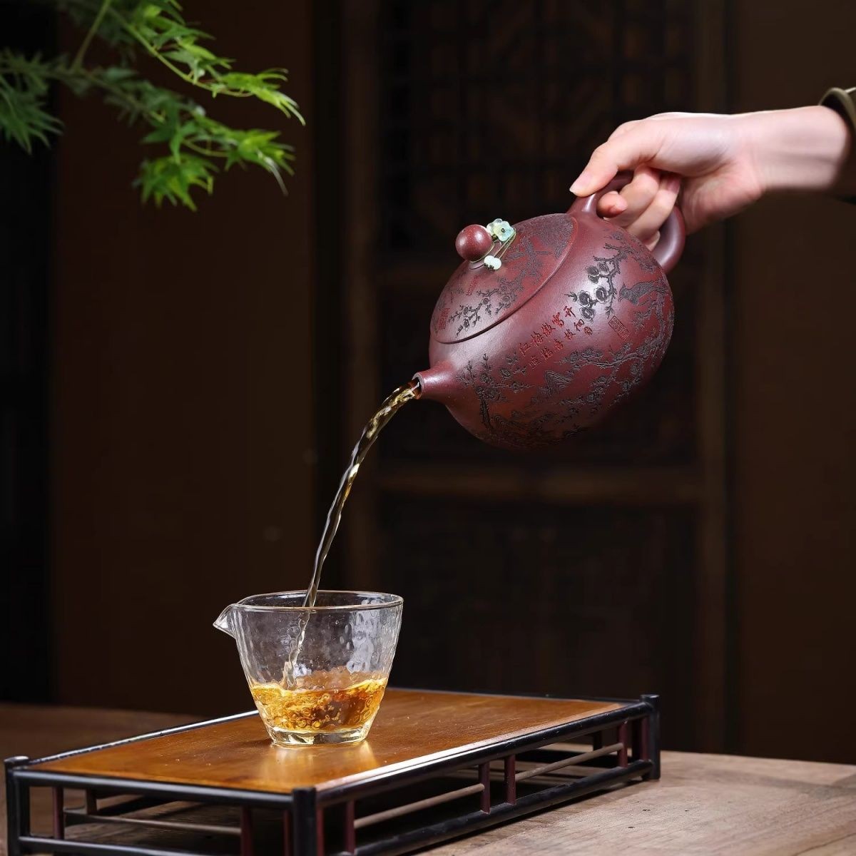 Yixing Zisha Teapot 960ml Red Clay Plum Blossom Large Gongfu Tea Pot