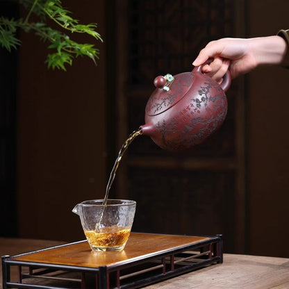 Yixing Zisha Teapot 960ml Red Clay Plum Blossom Large Gongfu Tea Pot